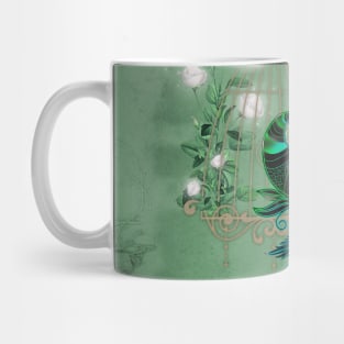 Elegant peacock with cage and flowers Mug